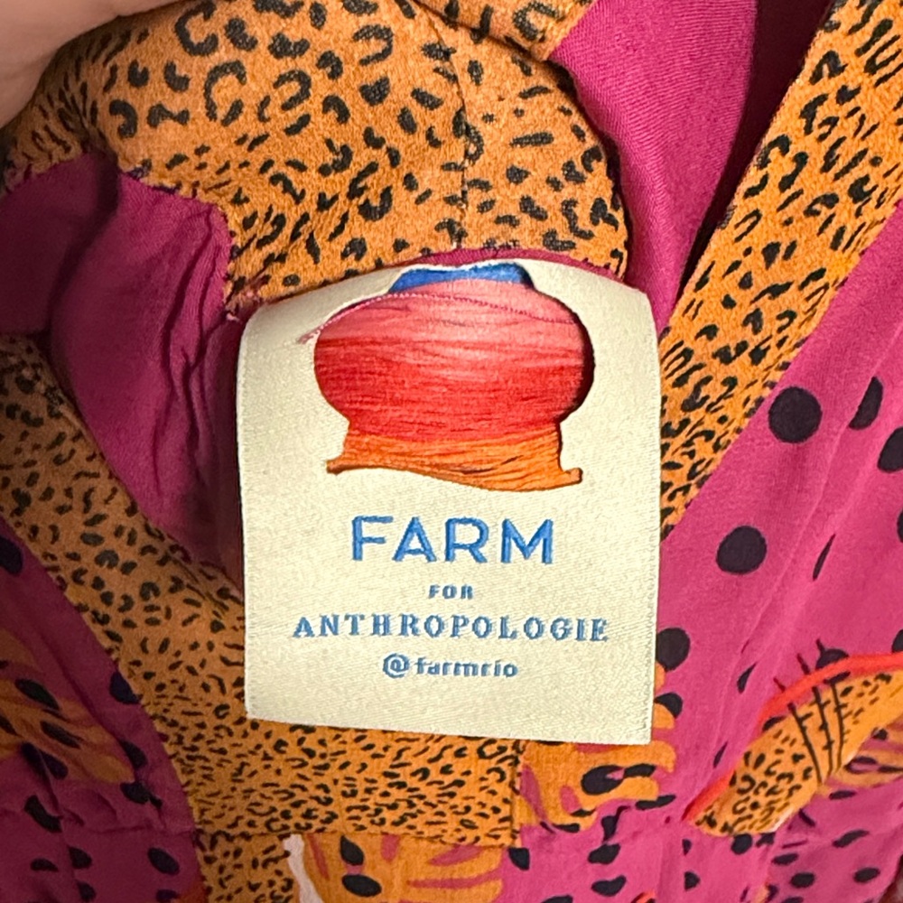 NWT RARE FARM Rio Pink and Orange Maxi Dress with polka dots AND leopards 🐆 - Picture 2 of 5
